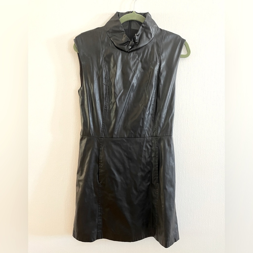 Express black faux leather dress WITH POCKETS